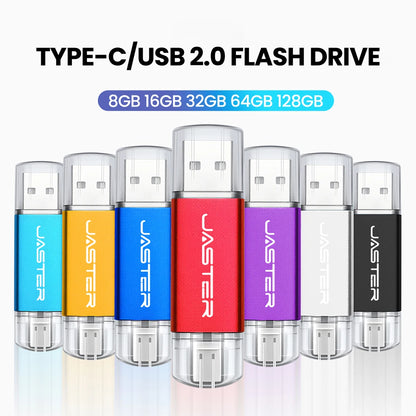 128GB High Speed TYPE C 2in1 USB Flash Drive 64GB Metal Pen Drive Smart Phone Car TV USB Stick 4GB 32GB Office Gift Memory Stick