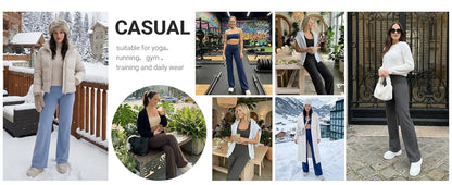 Pilates Straight Leg Yoga Pants Lightweight Soft Stretchy Wide Leg Trouser Casual Yoga And Running Sweatpants All Season Legging