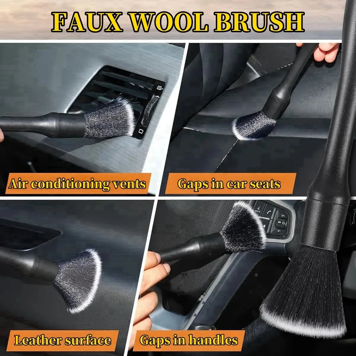 Car Detailing Brushes Kit Automotive Interior Dust Washing Brush Vehicle Microfiber Sweeping Brush Car Wheel Hole Cleaning Tools