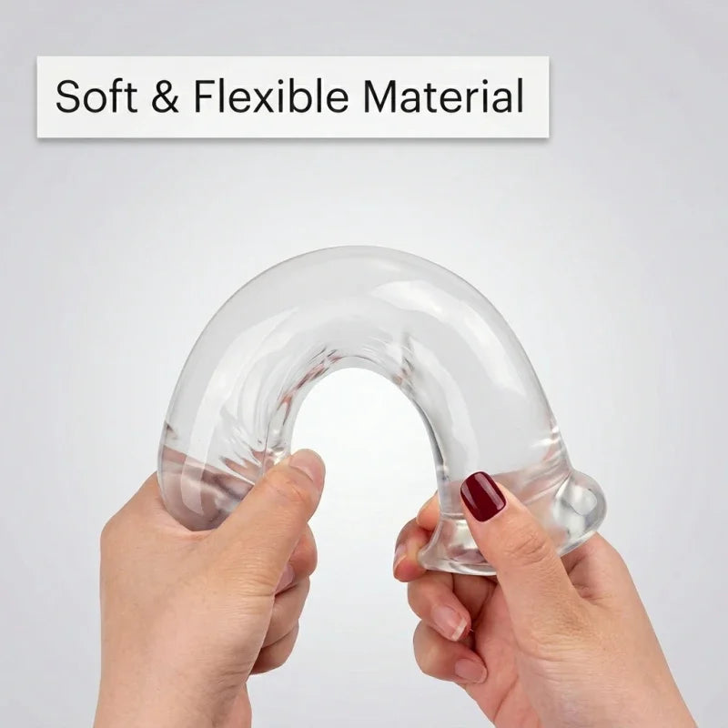 Realistic Soft Jelly Dildo Transparent Suction Cup Strong Grip Flexible Intimate Toy for Women Solo Couple Play