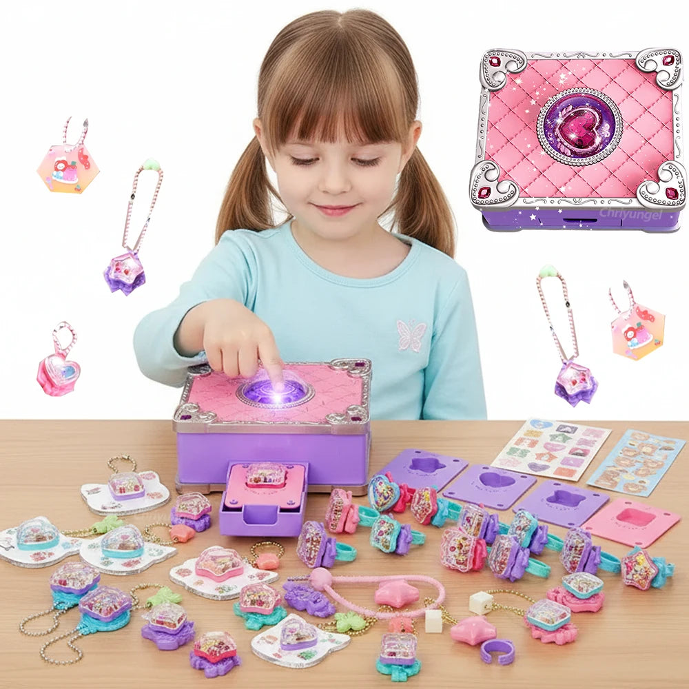 Chriyungel DIY Jewelry Making Kit for Girls 3D Magic Bracelets Rings Keychains Creative Craft Box Set Xmas Birthday Gift for Kid