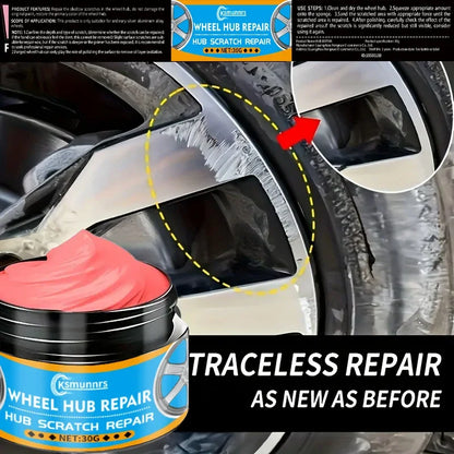 Fasilawei Car Wheel Hub Scratch Repair Paste, Tire Rim Scratch Paint Restoration Paste - for Black, White, And Silver Aluminum A