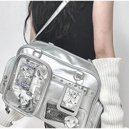 Japanese Tote Bag Fashion Concert Shoulder Bag Student Backpack Transparent Multi-pocket Messenger Bag Zipper Storage Pain Bag