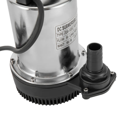 6000L/H Submersible Sewage Pump, 12V DC Sewage Dirty Water Pump 160W Stainless Steel Durable Drain Septic Sump Celler Pump