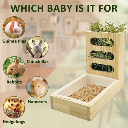 Wooden Rabbit Hay Feeder With Litter Box Bunny Premium And Reliable Helps Reduce Hay Waste And Keeps Habitat Clean