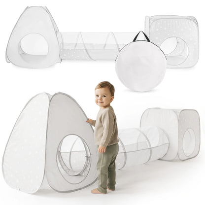 Mamabrum Large Tent Set for Kids with Tunnel and Cube 3 in 1 Fun Sensory Motor Motor for Home and Garden 3 +