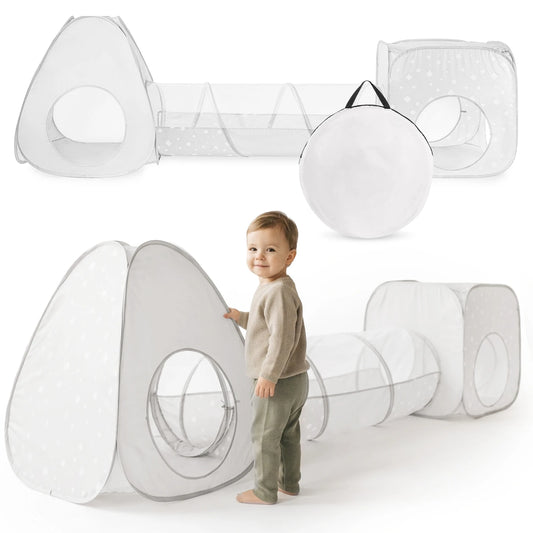 Mamabrum Large Tent Set for Kids with Tunnel and Cube 3 in 1 Fun Sensory Motor Motor for Home and Garden 3 +