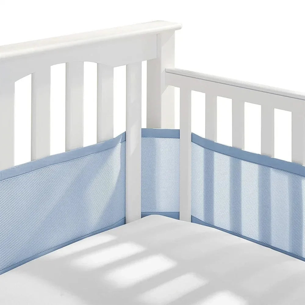 Breathable Mesh Bed Liner 4 Panel Baby Cot Fence Cotton Railing Thicken Bumper One-piece Crib Around Protector Baby Room Decor