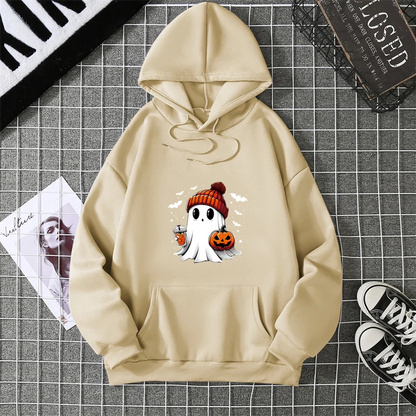 Women's Fashion Tops Casual O-neck Halloween Print Long Sleeve Loose Pullover Shirts, Creative Halloween Theme Printed Hoodie