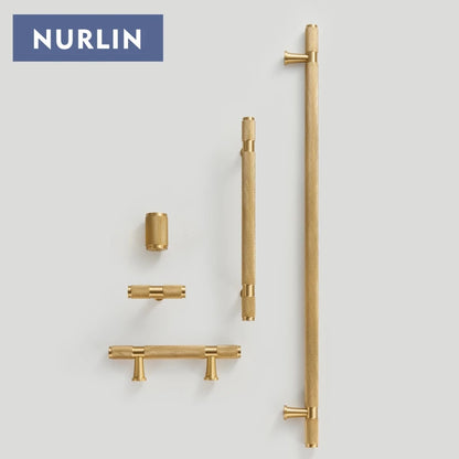 Nurlin Brass Diamond Cut Cross Knurl Pattern Cabinet Knob Pull T Bar Lengthened 38cm 15 Inch Cloakroom Door Drawer Handle