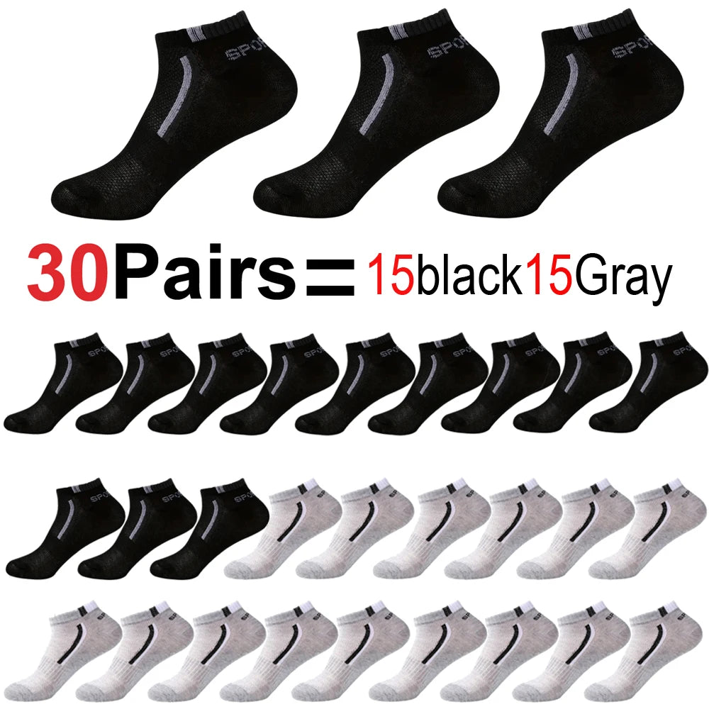 Men's Anti-Slip Boat Socks-5Pair Block Print Ankle Socks for Business & Sports, Breathable Sweat Resistant Anti-odor Comfortable
