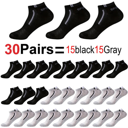 Men's Anti-Slip Boat Socks-5Pair Block Print Ankle Socks for Business & Sports, Breathable Sweat Resistant Anti-odor Comfortable
