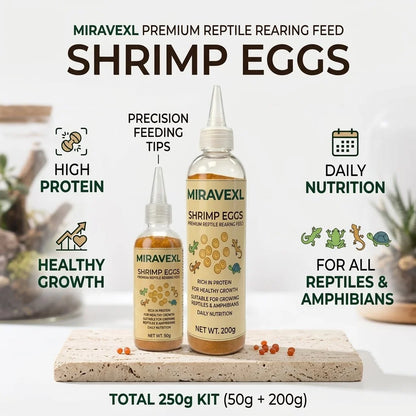 MIRAVEXL Shell-Free High-Protein No-Hatch Shrimp-Based Diet for Reptiles & Fry, Feed for Lizards, Turtles & Amphibian Pets