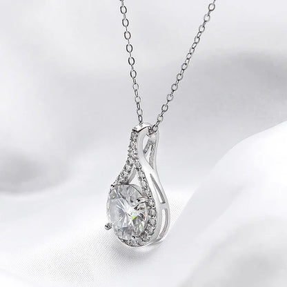 Smyoue 1-5ct Real Moissanite Necklace for Women Sparkling S925 Sterling Silver Jewelry Water Drop Pendant Girls Birthday Gift