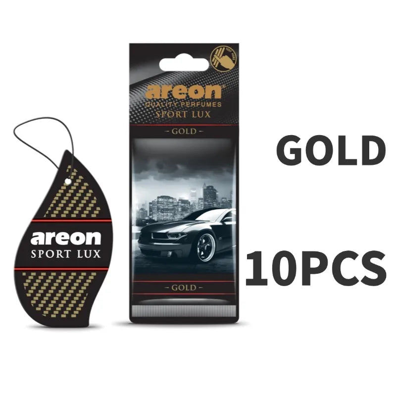 Areon Sport Lux gold Hanging Car Air Freshener Long-Lasting Odor Eliminator for Home Premium Carbon Fiber Design Auto Perfume