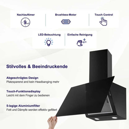 ‌60cm Range Hood CycloneForce™  A++ Energy - Smart Delay Shutdown with Activated Carbon Duct/Ductless Mode (TouchSync Control)