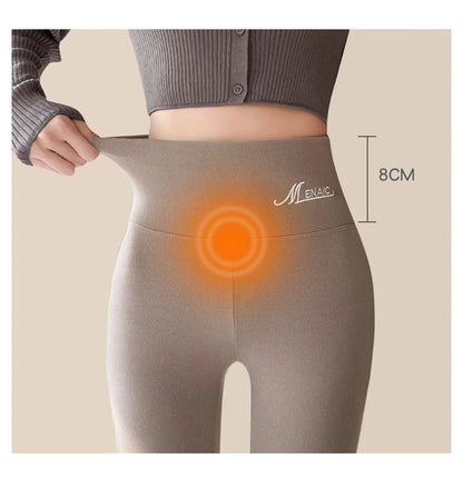 BIVIGAOS Women's Autumn Winter High Waist DE Velvet Leggings Thick Spontaneous Hot Warm Leggings Slim Elastic Leggings