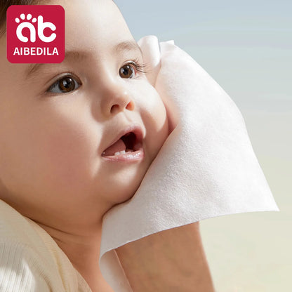 100% Cotton Dry Wipes Sensitive+ Newborn Baby Wipes, 3-In-1 Cleans Cares Protects Unscented Hypoallergenic Thick Facial Towels