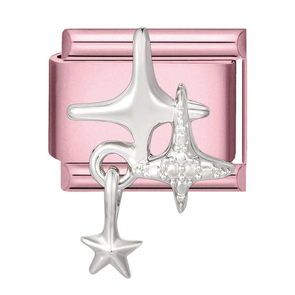 Pink Color Y2K Butterfly Star Bow Rabbit Heart Pendant Italian Charm Links Fit 9mm Stainless Steel Bracelet DIY Making Gifts