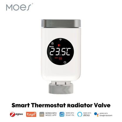 MOES Tuya Smart Wifi/ZigBee Thermostatic Radiator Valve TRV Programmable App Remote Temperature Controller with Alexa GoogleHome