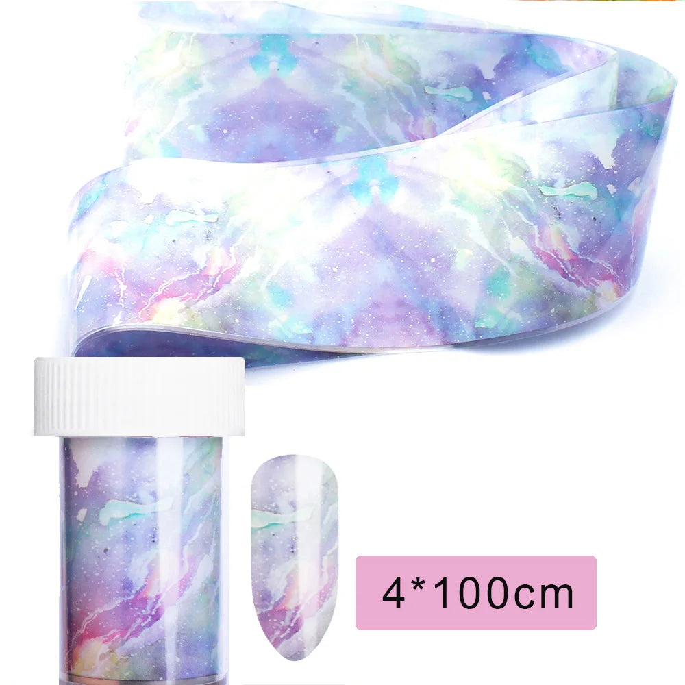 16Pc Holographic Nail Foil Set Starry Transfer 20*4cm Sticker Laser Flowers Leopard Mix Design Decal DIY Nail Art Decoration