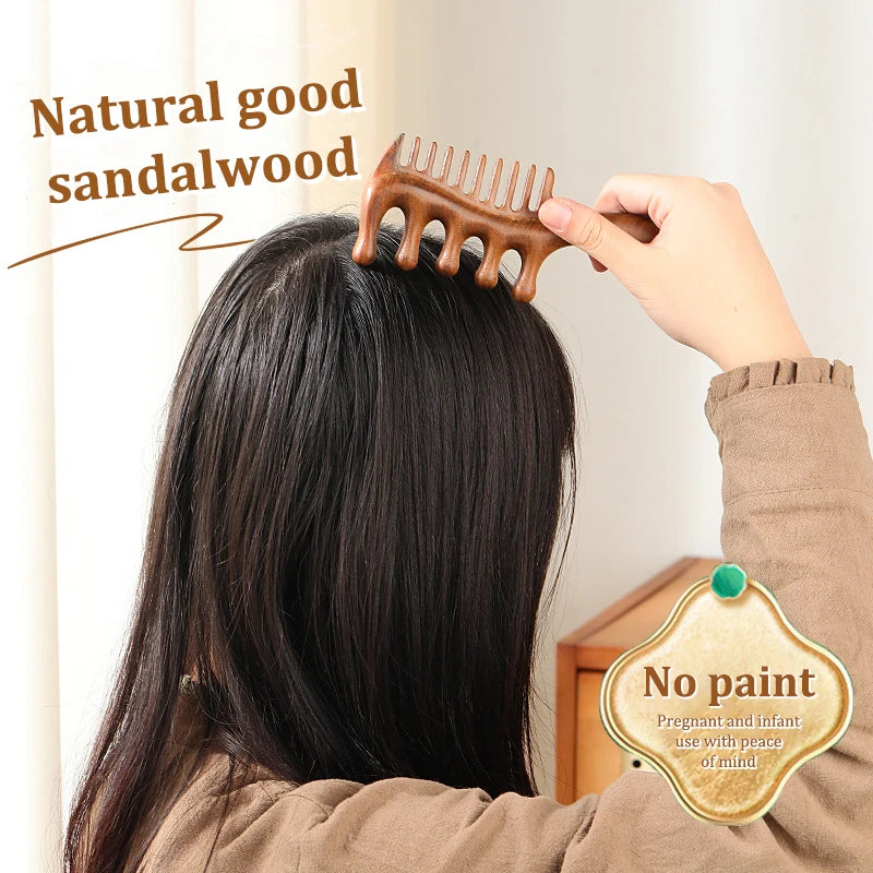 1Pcs Golden Silk Sandalwood Narrow Dual-purpose Comb Care Scalp Comb Gua Sha Meridian Dredging Hairdressing Tool