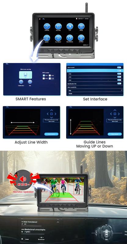 GreenYi 1280x720 High Definition AHD Wireless Truck DVR Monitor 7" Night Vision Reverse Backup Recorder Wifi Camera For Bus Car