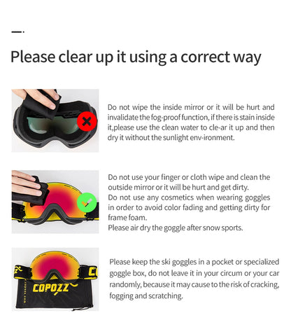COPOZZ Magnetic Ski Goggles UV400 Protection Anti-Fog Ski Glasses Men Women Quick-Change Lens Snowboard Goggles with Two Options