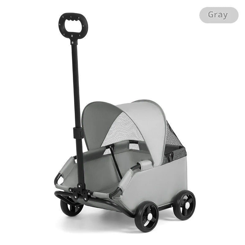 Foldable Dog Stroller 4 Wheel Pet Cart With Sun Cover For Travel Shopping Walking Playing For Small Dogs Cats Puppy Kittens
