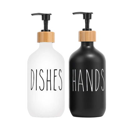 Black Dish Soap Dispenser Set for Kitchen Sink Hands Soap and Dishes Detergent Storage Bottle Refillable Bottles