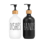 Black Dish Soap Dispenser Set for Kitchen Sink Hands Soap and Dishes Detergent Storage Bottle Refillable Bottles
