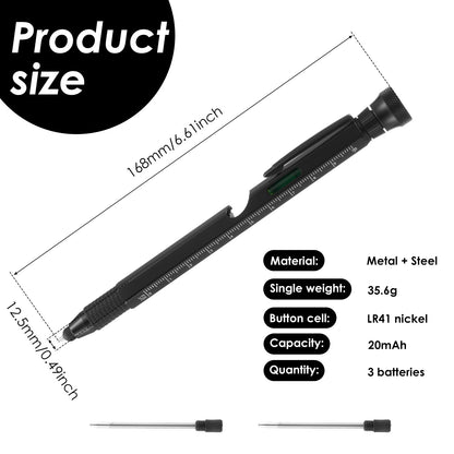 12 In 1 EDC Multi Tool Pen with LED Light Level Bottle Opener Touchscreen Stylus and Screwdriver Father's Day Men Gadgets Gifts