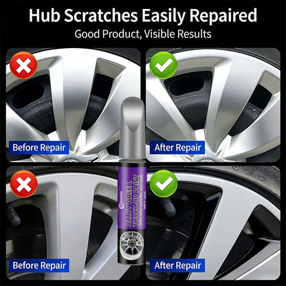Universal Alloy Wheel Repair Kit - Suitable for Silvery Wheels, Car Rim Scratch and Curb Damage Repair Paint Set, In