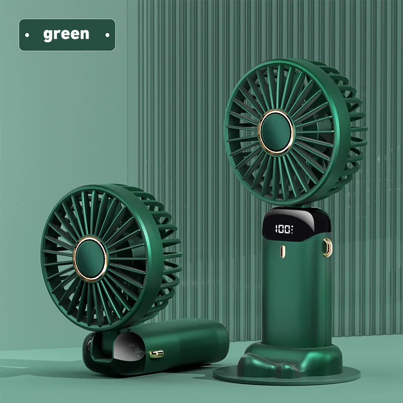 Lenovo Portable Handheld Fan Foldable Neck Hanging Fans 5 Speed USB Rechargeable Fan with Phone Stand & Display Screen 1800mAh