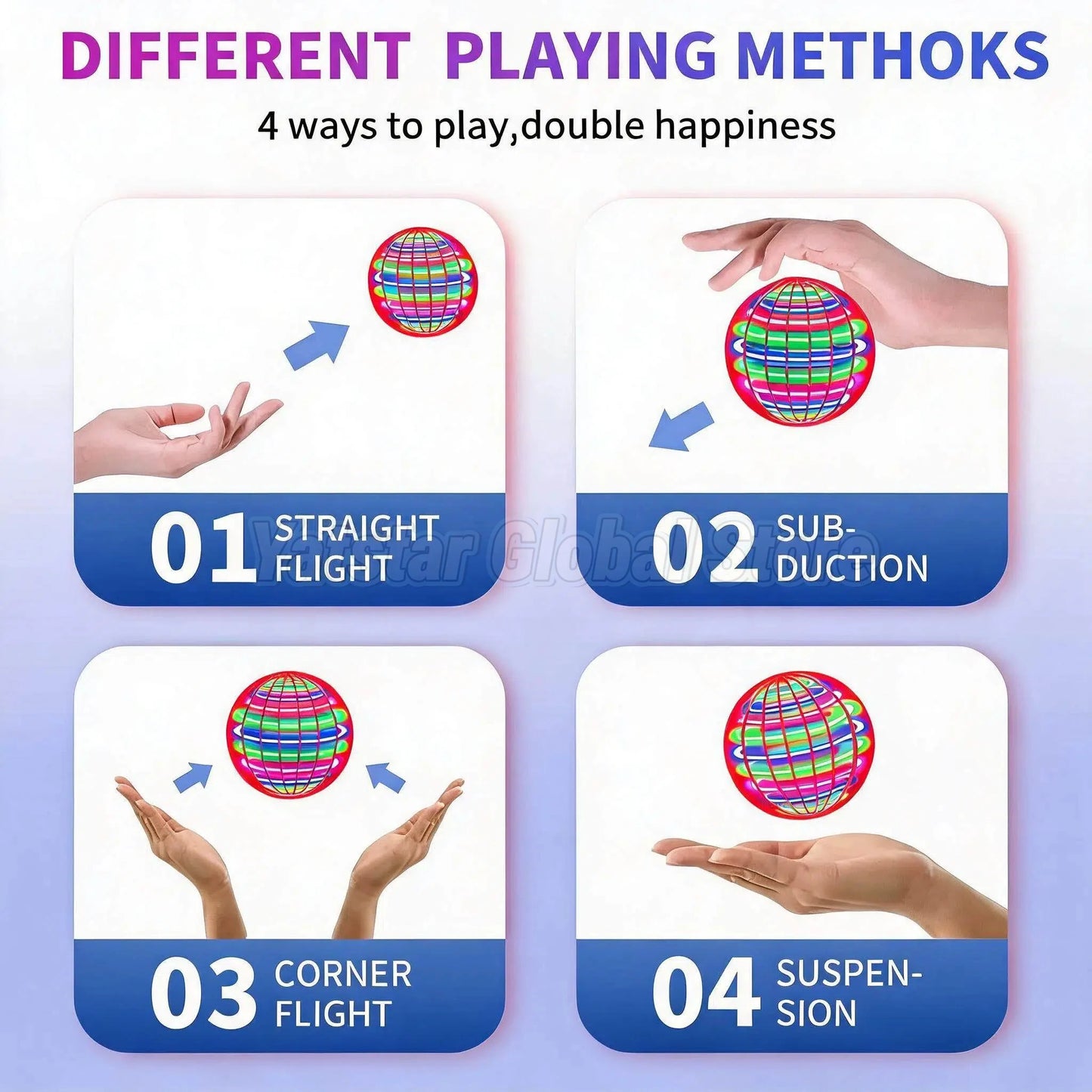 Pro Magic Flying Suspension Ball with Color LED & Auto 360° Gyro Spinner, Anti-Gravity Hover Orb, Outdoor Toy for Teens & Adults