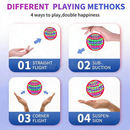 Pro Magic Flying Suspension Ball with Color LED & Auto 360° Gyro Spinner, Anti-Gravity Hover Orb, Outdoor Toy for Teens & Adults