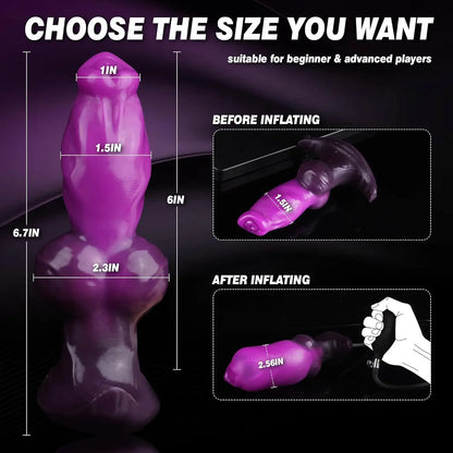 New Inflatable Animal Penis Anal Plug Vagina Anus Dilator Silicone Butt Plug Inflatable Anal Plug Expandable Butt Dilator SexToy