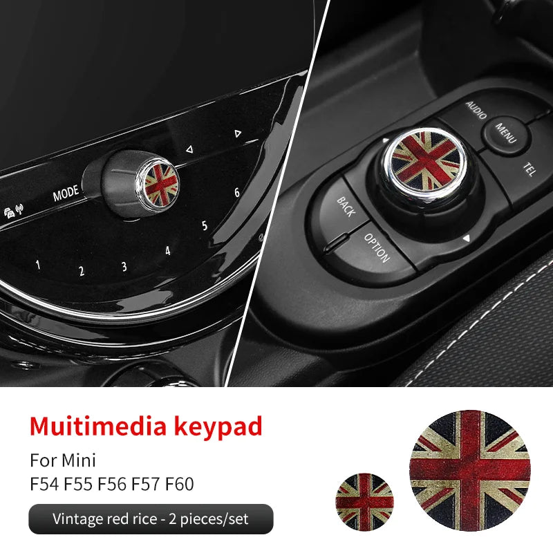 Central Control Volume Multimedia Button Knob Sticker for MINI Cooper F55 F56 F57 F60 Countryman Leather Car Interior Styling