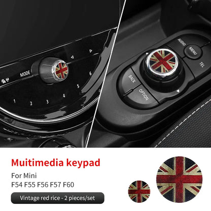 Central Control Volume Multimedia Button Knob Sticker for MINI Cooper F55 F56 F57 F60 Countryman Leather Car Interior Styling
