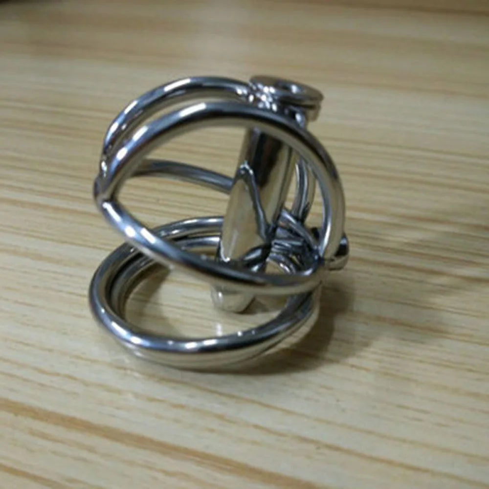 Steel Prince Albert Chastity Cage Male Urethral BDSM Bondage Unique Design Metal Cock Cage Men Cbt Lock Chastity Device