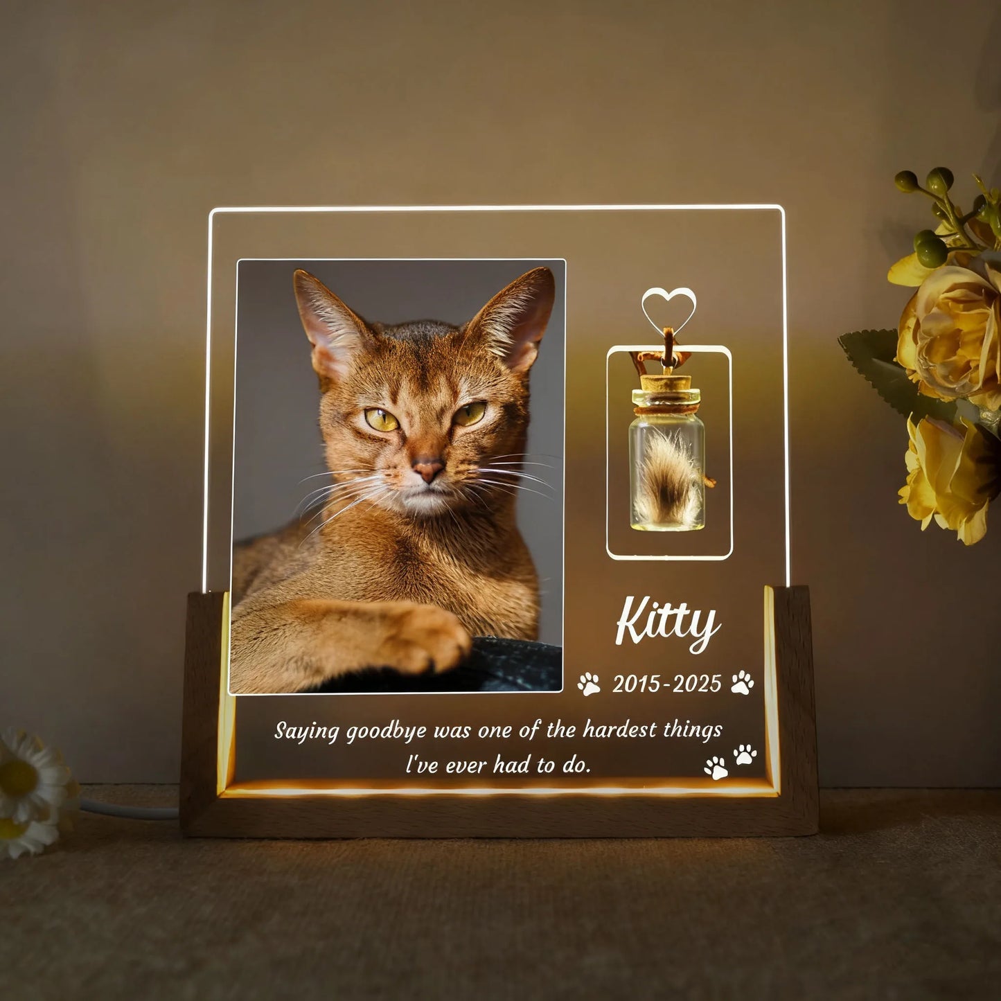 Pet Memorial Gift Custom Photo Night Light for Deceased Pets Personalized LED Pet Plaque Sympathy Gift for Dog Cat Loss with Sta
