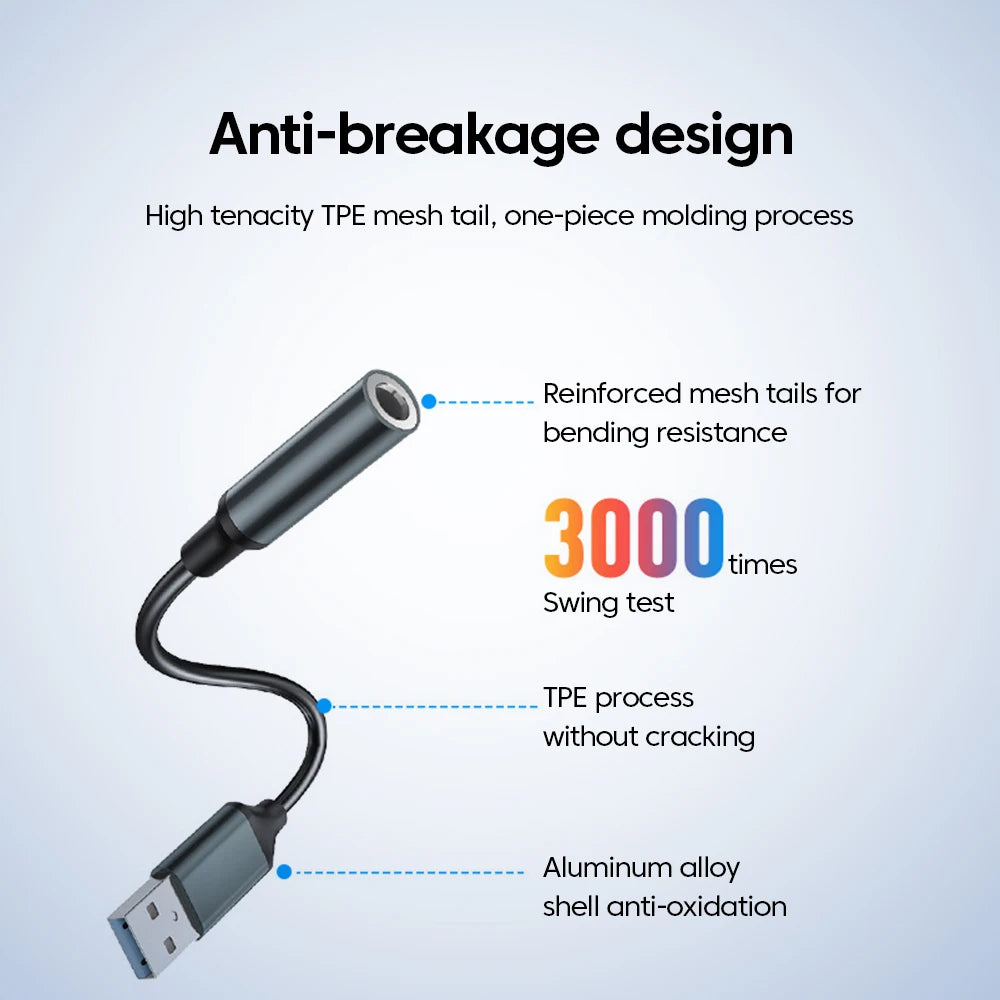 USB To 3.5MM Jack Audio Adapter USB to 3.5mm Headset/Microphone External Stereo Sound For PC Laptops USB to 3.5 Jack Adapter