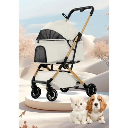 New Pet Stroller Dogs Cats Lightweight Foldable Outdoor Travel Small Medium Breed Teddy Poodle Pet Trolley Pet Stroller