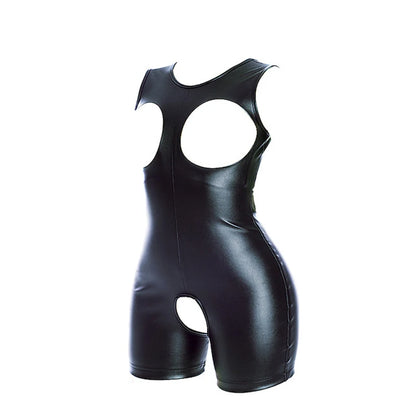 PU Leather Housewife Open Chest and Butt Tights Crotchless Bodysuit Harness Sexy Costume BDSM Bondage Rompers Sex Toys Women
