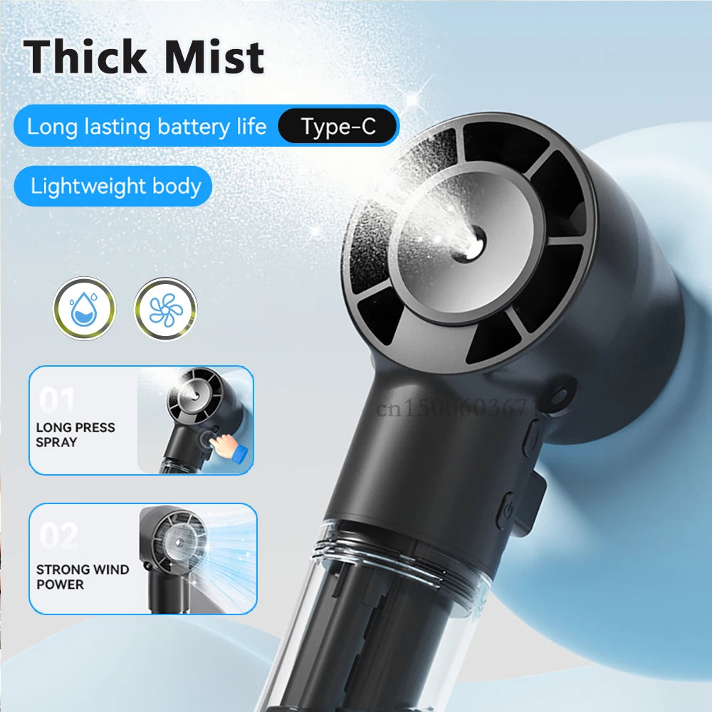 Portable Water Mist Fan Humidifier Fan Rechargeable 4 Wind Speed Hanging Neck Fan Handheld Water Spray Fan for Outdoor Travel