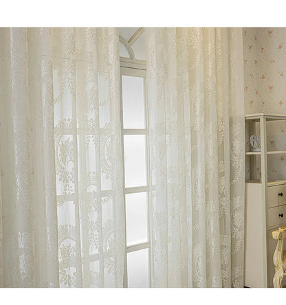 French Romantic Gauze Curtain Minimalist White Transparent Curtain Luxury Living Room Decoration Curtains Bedroom Curtain rideau