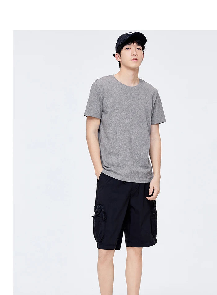 Semir Short Sleeve Men T-Shirt Cotton 2026 Summer New Man Clothing Thin And Versatile T Shirt Couples Solid Color Tops
