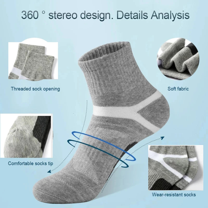 3/5/10/20 Pairs Lot Men's Socks Black Sports Socks Casual Run Autumn Winter High Quality Breathable Male Socks