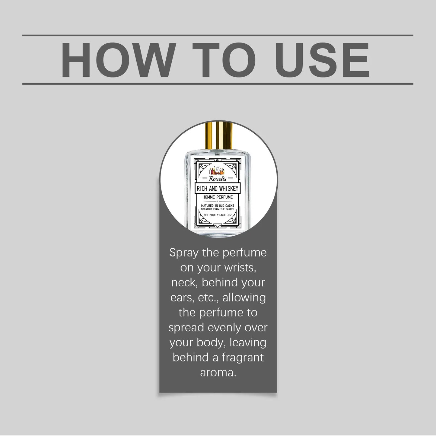 ROXELIS 50ml Rich And Whiskey Homme Perfume Long-lasting Fragrance,Enhance Personal Charm, Confidently Show Style and Elegance