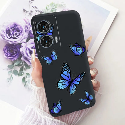 Case For Motorola Edge 50 Fusion Cover XT2429-1 Popular Flower Soft Black Silicone Phone Cases For Motorola G96 5G MotoG96 Funda